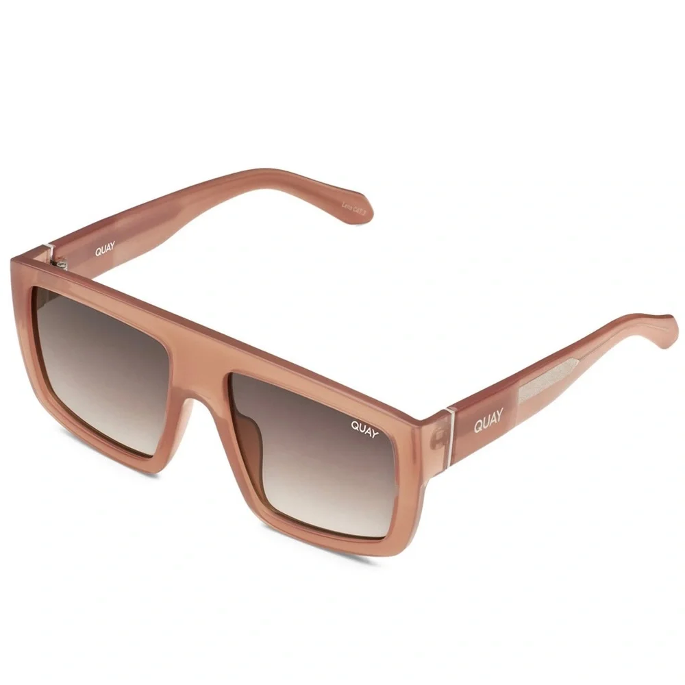 QUAY Get In Line Sunglasses Milky Carmel Shield Frame Brown Gradient Lens Unisex